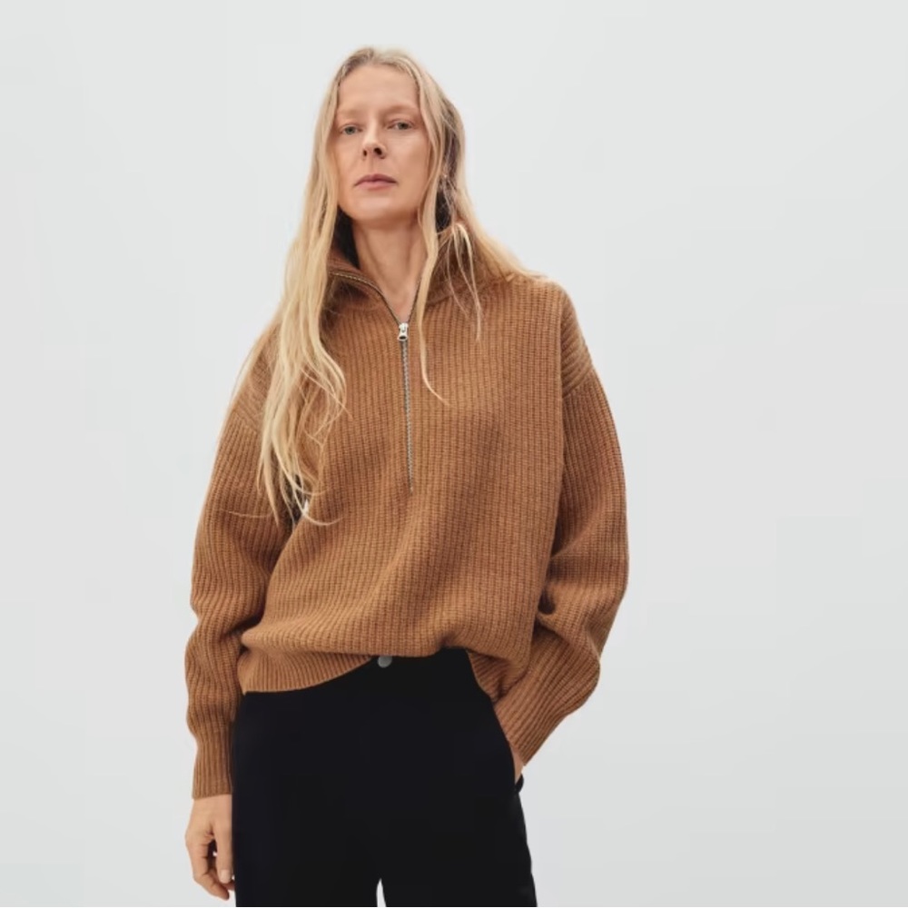 Everlane felted merino wool half zip sweater